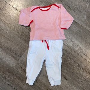 Red and White Striped Baby Set - Striped shirt and white pants